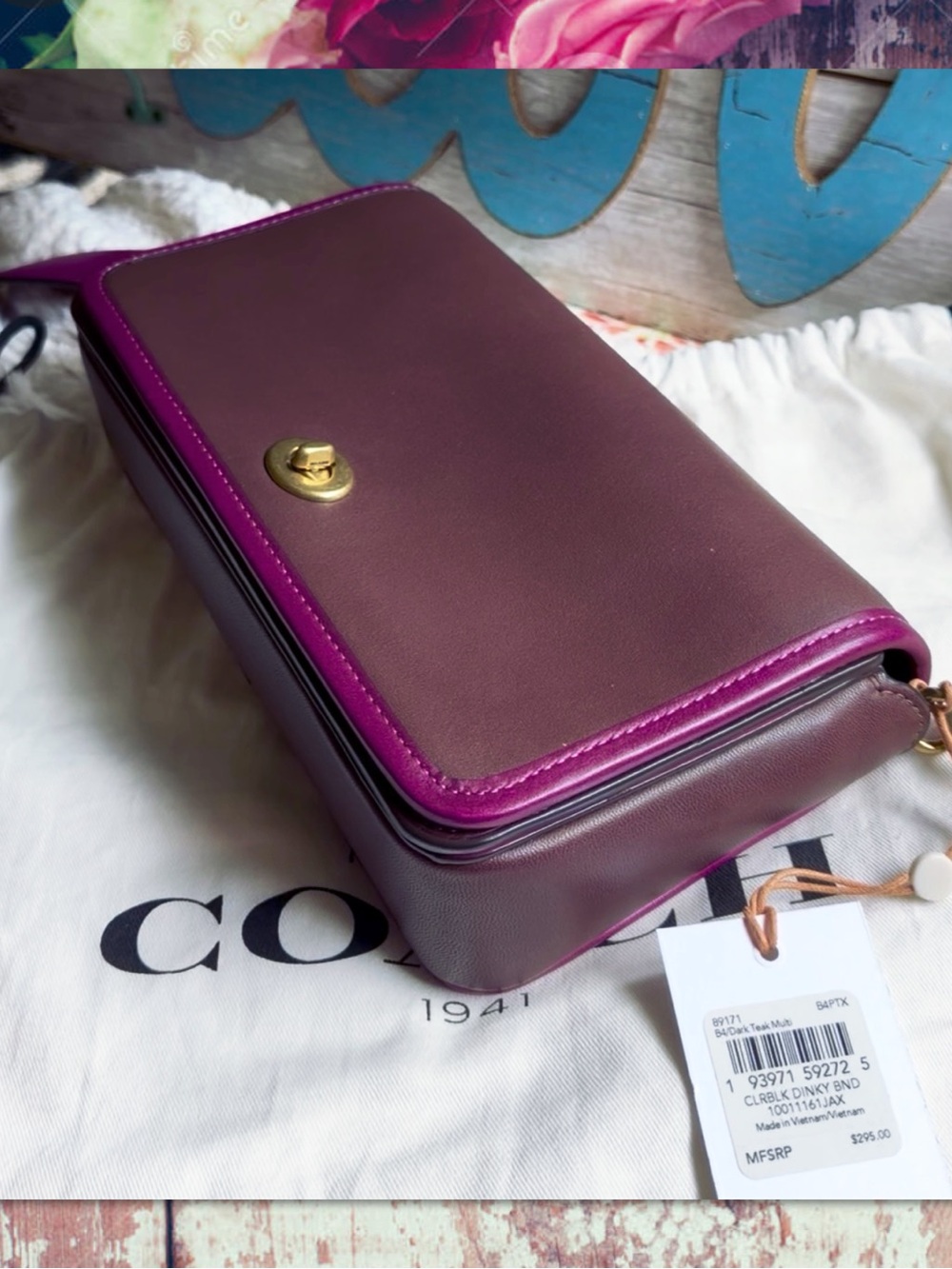 COACH COLORBLOCK DINKY DARK TEAK 89171 NWT - Picture 8 of 17